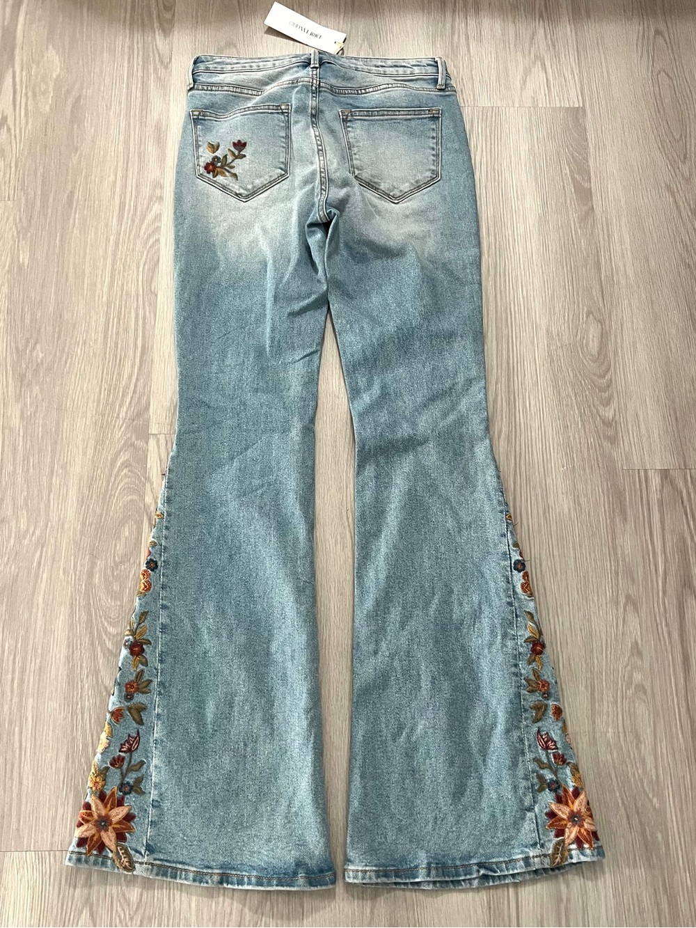 DRIFTWOOD Denim Free People Farrah Embroidered Flare Midrise Jeans Size 26 - Picture 3 of 9